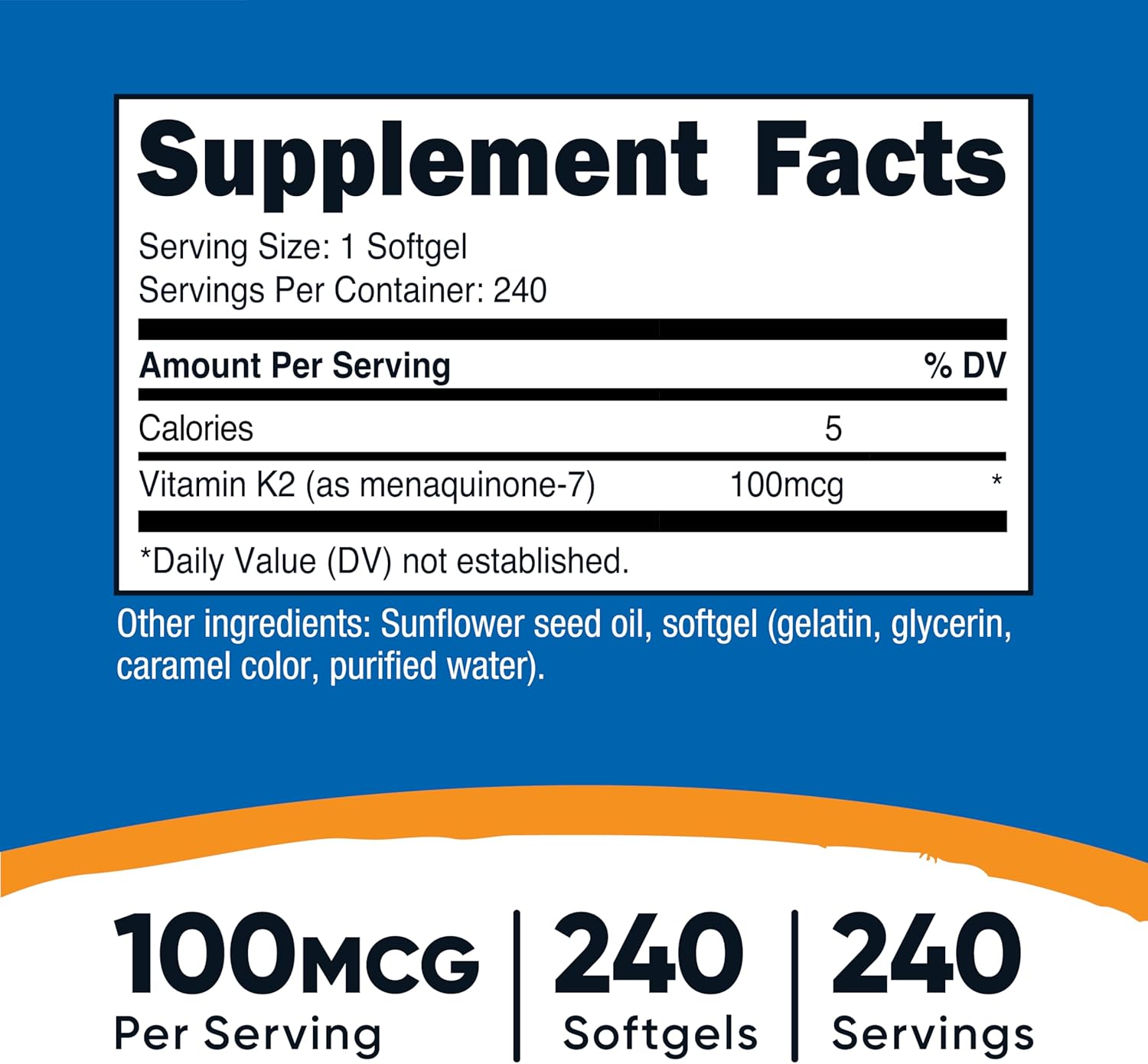 Nutricost Vitamin K2 MK-7 100 mcg, 240 Softgels - Galeri