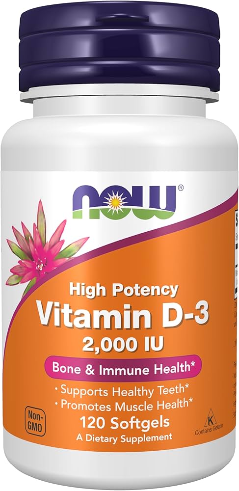 NOW Foods Vitamin D3 High Potency 2000 IU 120 Softgels - Galeri