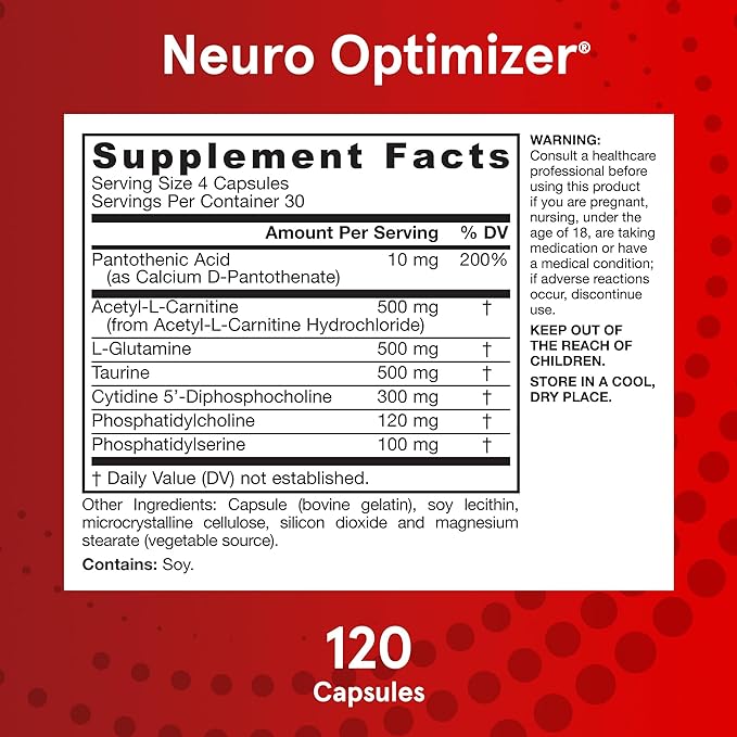 Jarrow Formulas Neuro Optimizer Citicoline,(Sitikolin) CDP Choline, Cognizin Phosphatidylserine Brain Health and 120 Capsules - Galeri