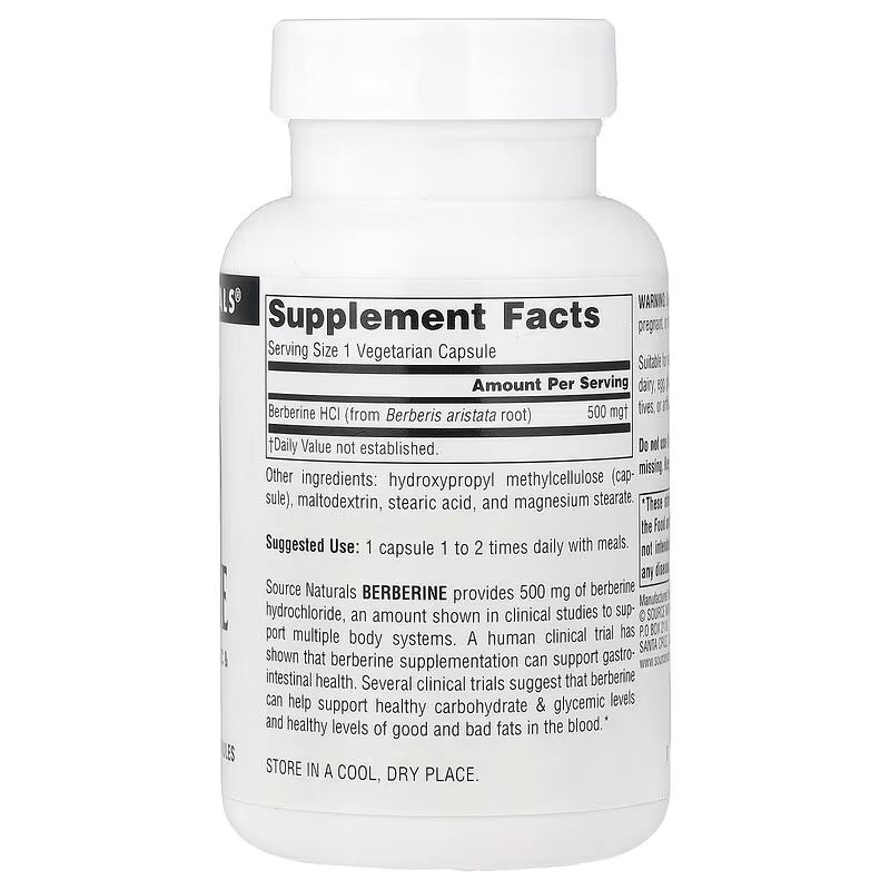 Source Naturals Berberine Optimizes Gut Health 500 mg 60 Vegetarian Caps - Galeri