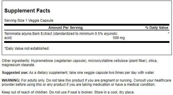 Swanson Arjuna Bark Standardized heart health 500 mg 60 Veggie Caps - Galeri