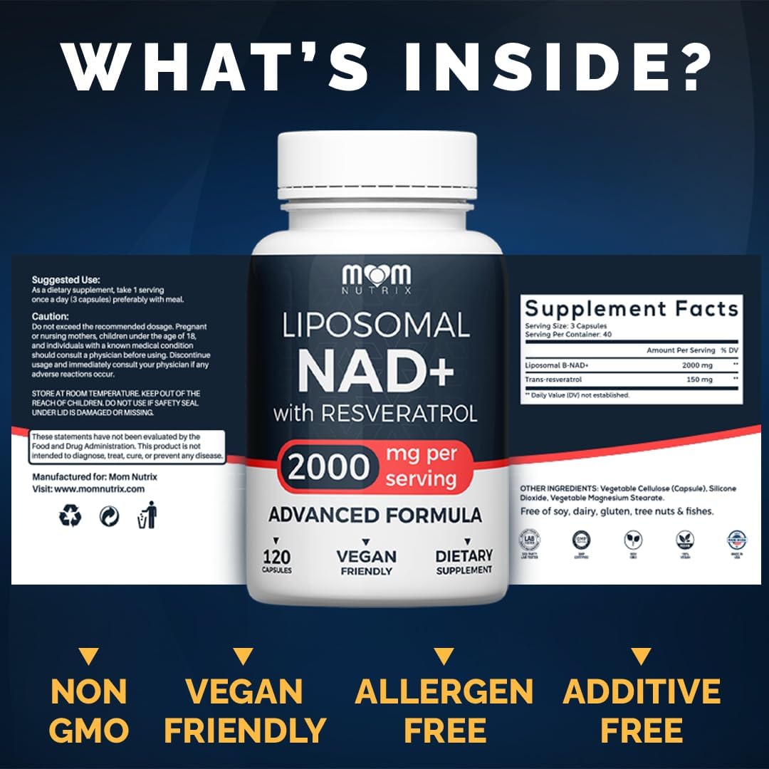 Mom Nutrix Liposomal NAD Resveratrol 2000 mg 120 Caps - Galeri