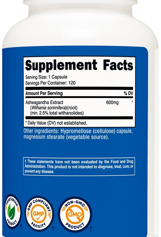Nutricost Ashwagandha Root 600 MG 120 Capsules - Galeri