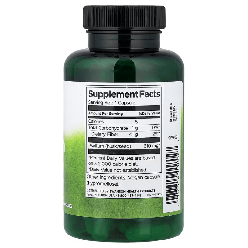 Swanson Psyllium Husks Fiber 610 mg 100 Vegan Capsules - Galeri