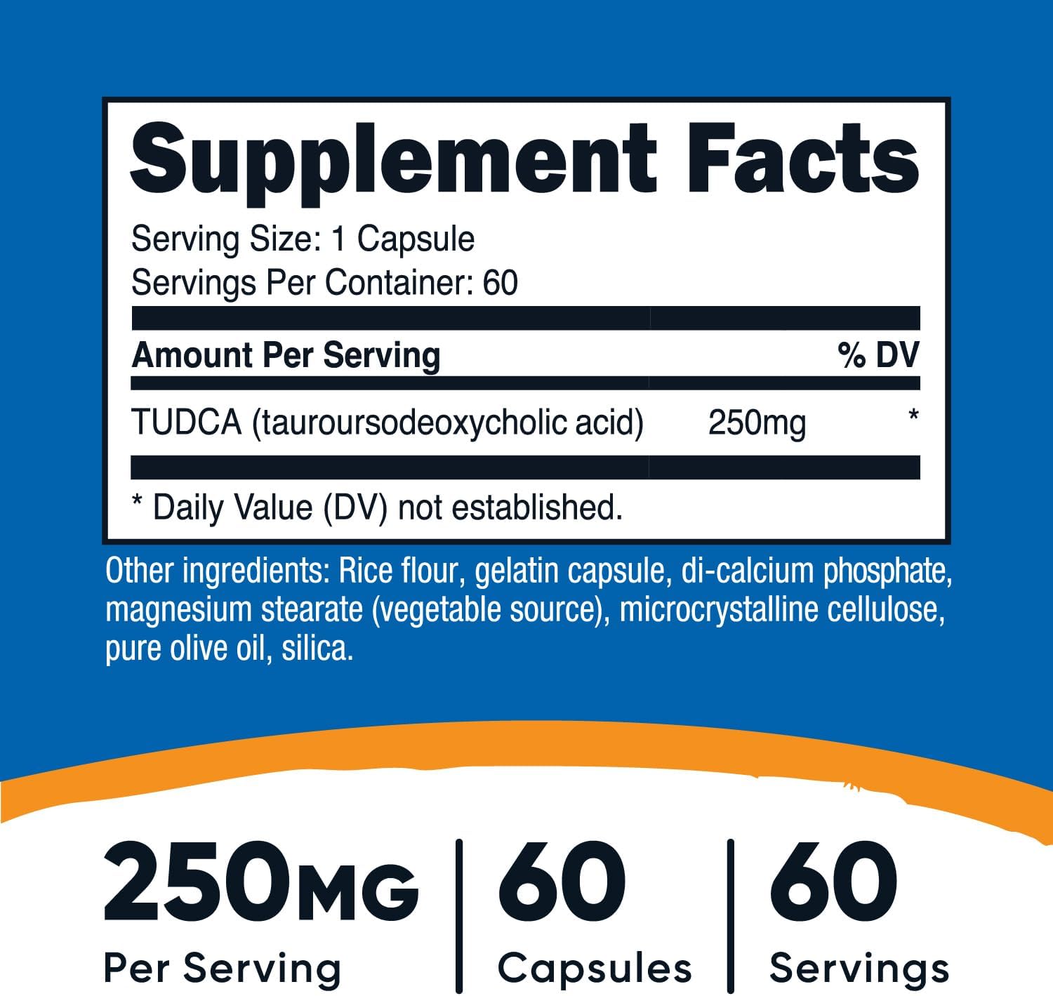 Nutricost Tudca 250mg, 60 Capsules Tauroursodeoxycholic Acid Bile salt - Premium Quality - Galeri