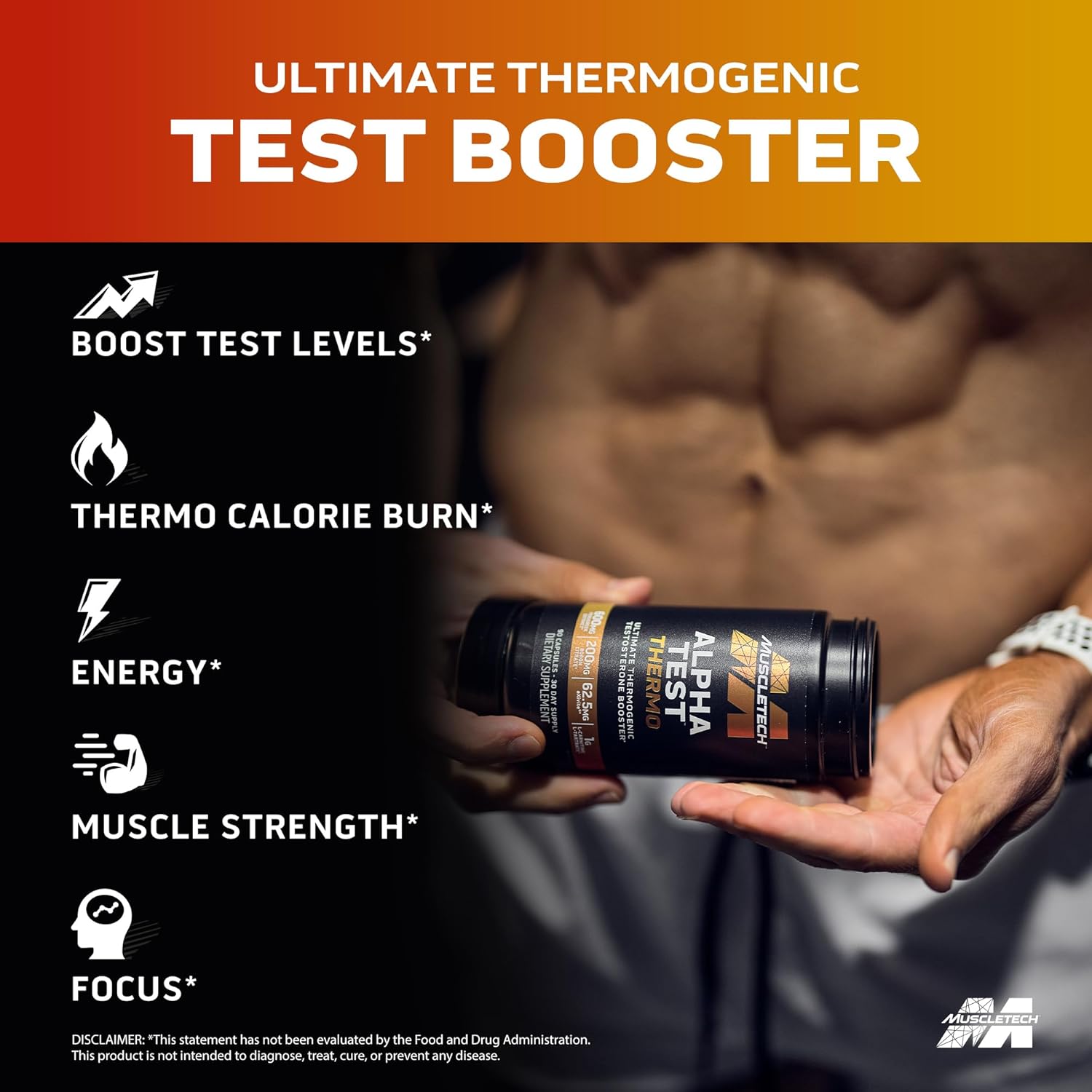 MuscleTech Thermogenic Testosterone Booster for Men AlphaTest Thermo Tribulus Terrestris 90 Caps - Galeri