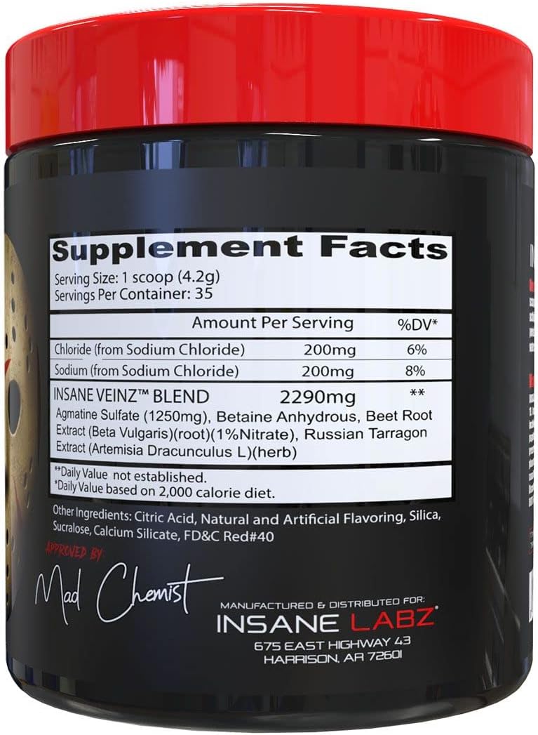 Insane Labz Insane Veinz Non Stimulant Nitric oxide Agmatine Sulfate - Galeri