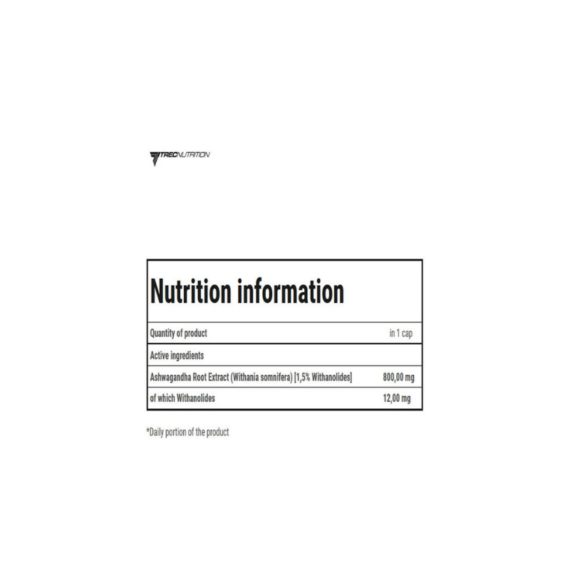 TREC NUTRITION Ashwagandha 800 Plant Adaptogen 60 Caps - Galeri