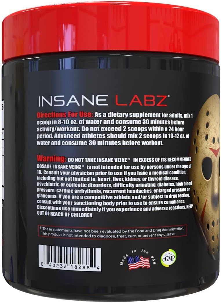 Insane Labz Insane Veinz Non Stimulant Nitric oxide Agmatine Sulfate - Galeri