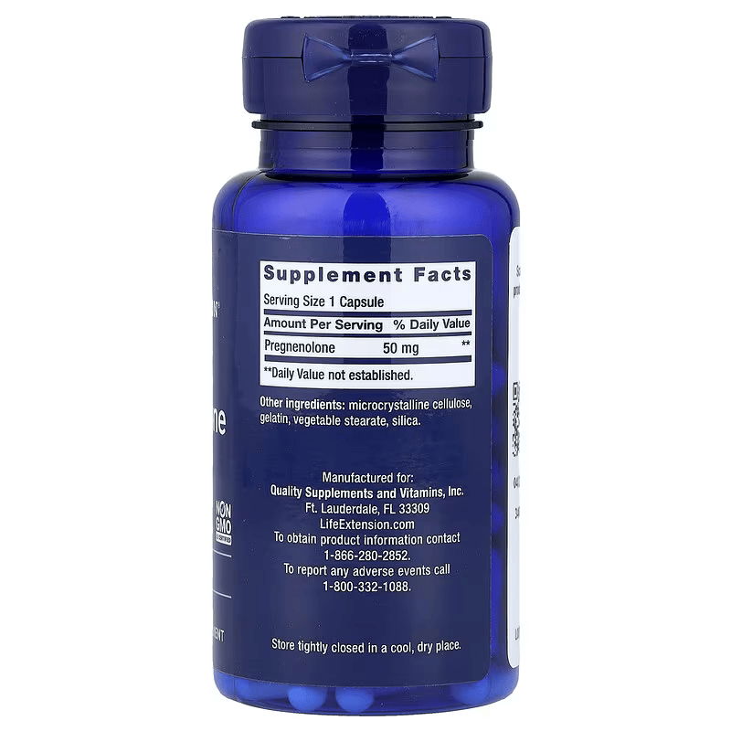 Life Extension Pregnenolone Brain & Cognitive Memory Health and Brain Plasticity  100 Caps - Galeri