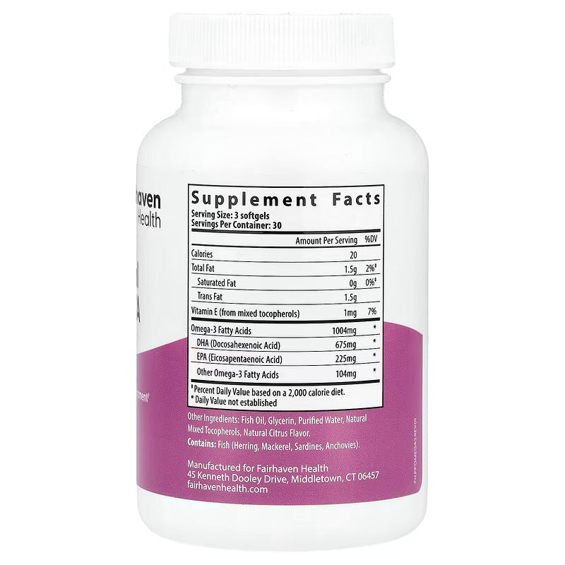 Fairhaven Health Fish Oil Healthy Pregnancy EPA DHA Omega 3 Brain Eye Heart 90 Softgels - Galeri