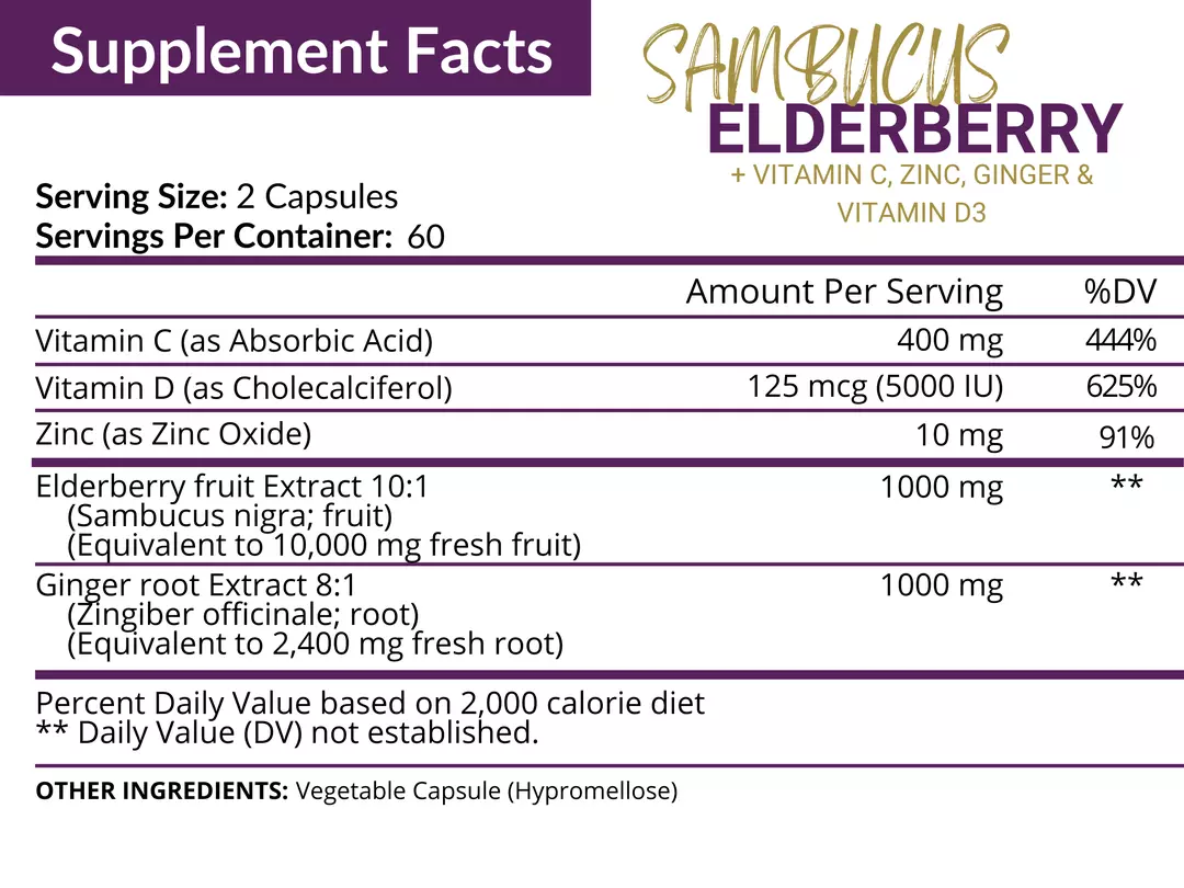 NutriFlair ELDERBERRY WITH VITAMIN C ZINC & VITAMIN D3 120 CAPS - Galeri