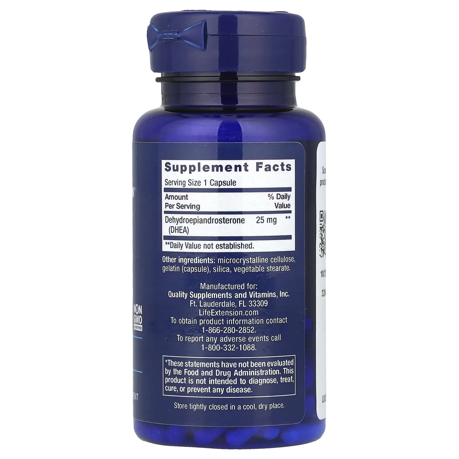 Life Extension DHEA 25 mg – Supplement for Hormone Balance, Immune Support, Sexual Health, Bone & Cardiovascular Health and Anti-Aging and Mood Support – Gluten-Free, Non-GMO – 100 Caps - Galeri