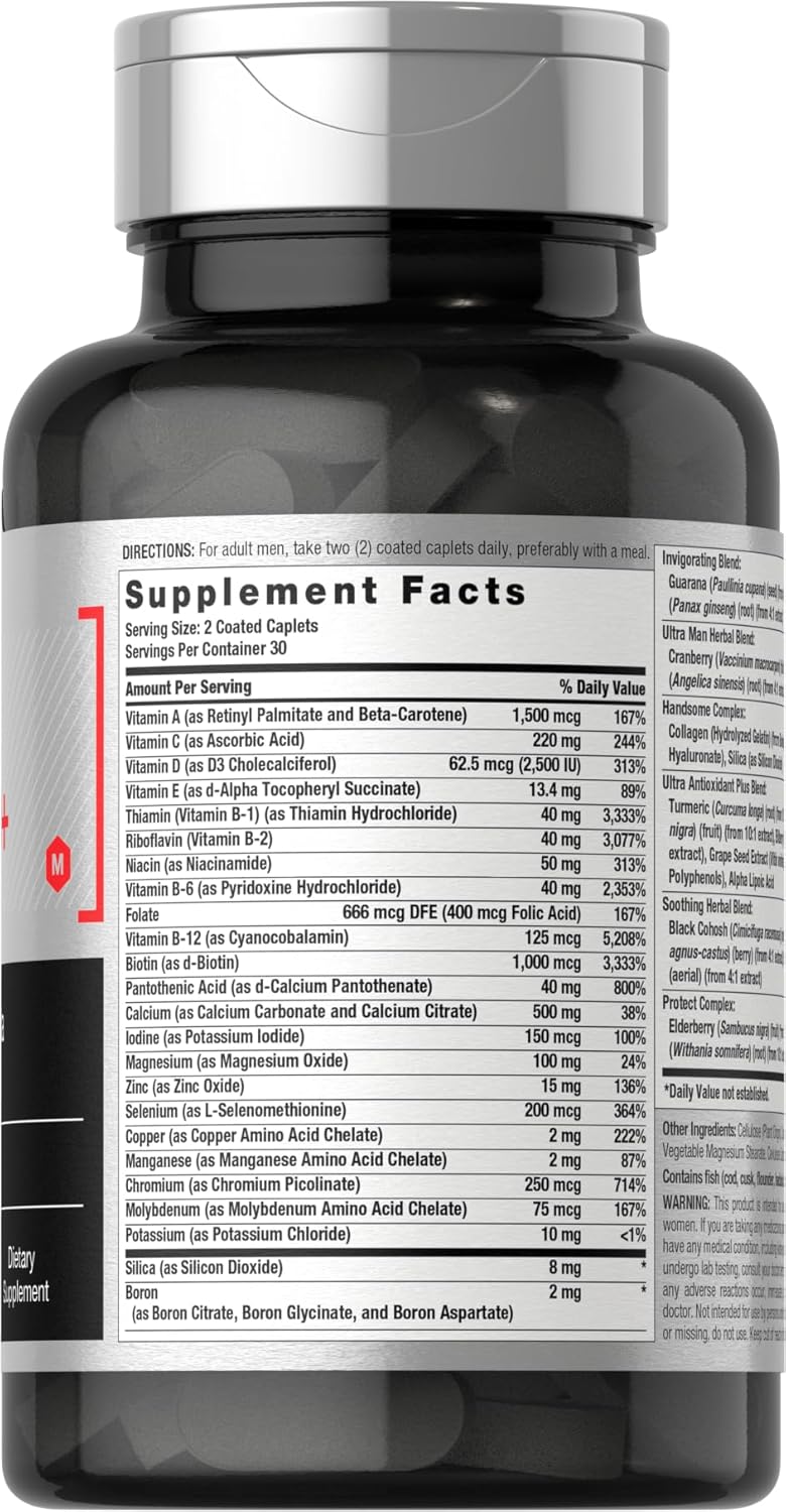 Horbaach Mens Multivitamin 50 Plus 60 Caplet Calcium Magnesium Molybdenum Vitamin A, B, C, D & E 50+ - Galeri