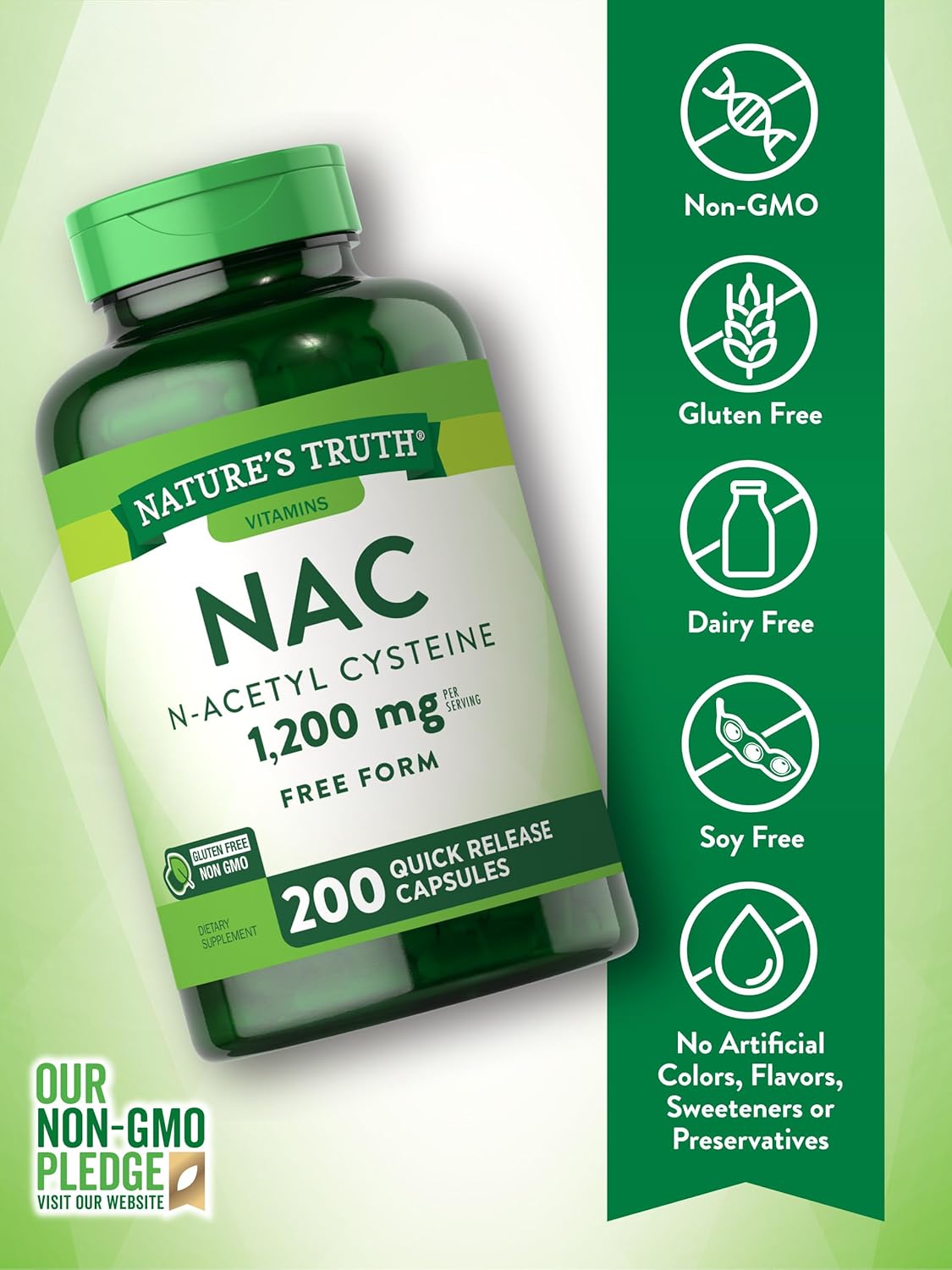 NATURES TRUTH N-Acetyl Cysteine 1200 mg NAC 200 Kapsül - Galeri