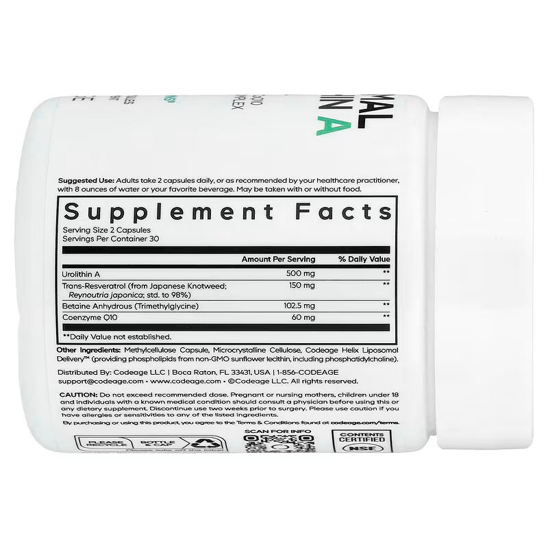 Codeage Liposomal Urolithin A Resveratrol CoQ10 Phospholipid 60 Caps - Galeri