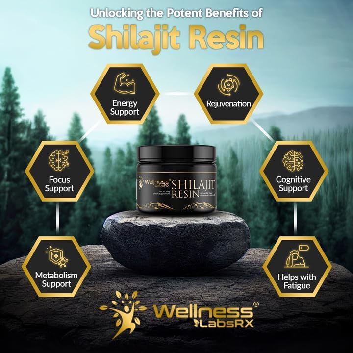 Wellness Labs Himalayan Shilajit for Men Resin with Fulvic Acid and Trace Minerals Immune Support 120 Servis - Galeri