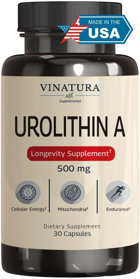 VINATURA Urolithin A 500mg Urolithin A+ Antioxidants Anti-Aging & Mitochondrial Support 30 Caps