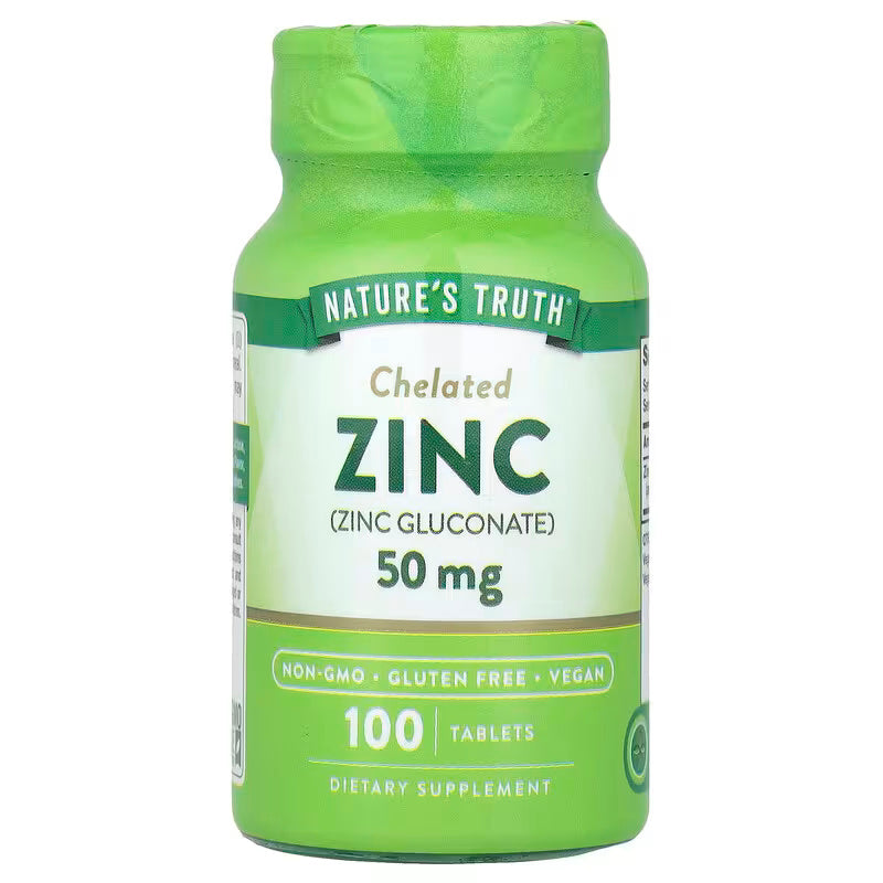 Nature's Truth Zinc Chelated  50 mg, 100 Tablets