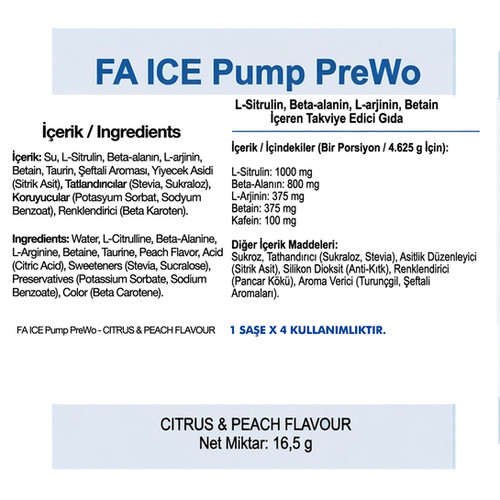Fa Ice Pump Pre Workout 10 Saşe (20 Kullanımlık) - Galeri