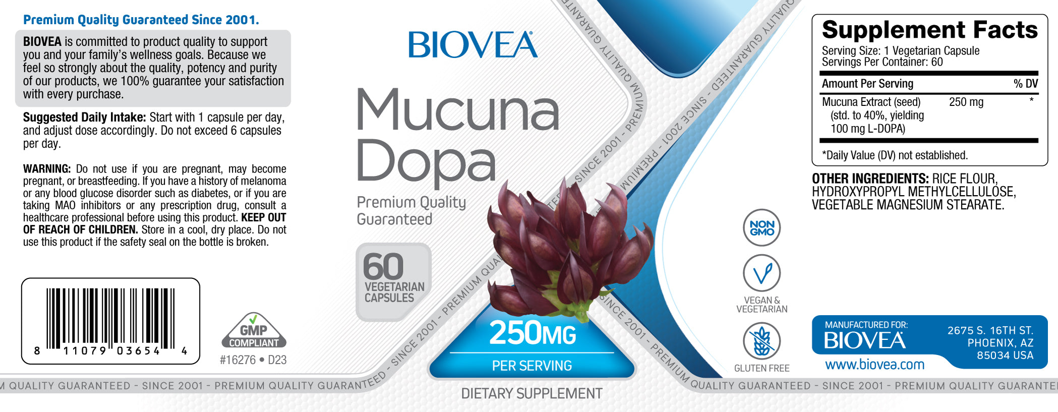 BIOVEA Mucuna Dopa 250 mg / 60 Caps - Galeri