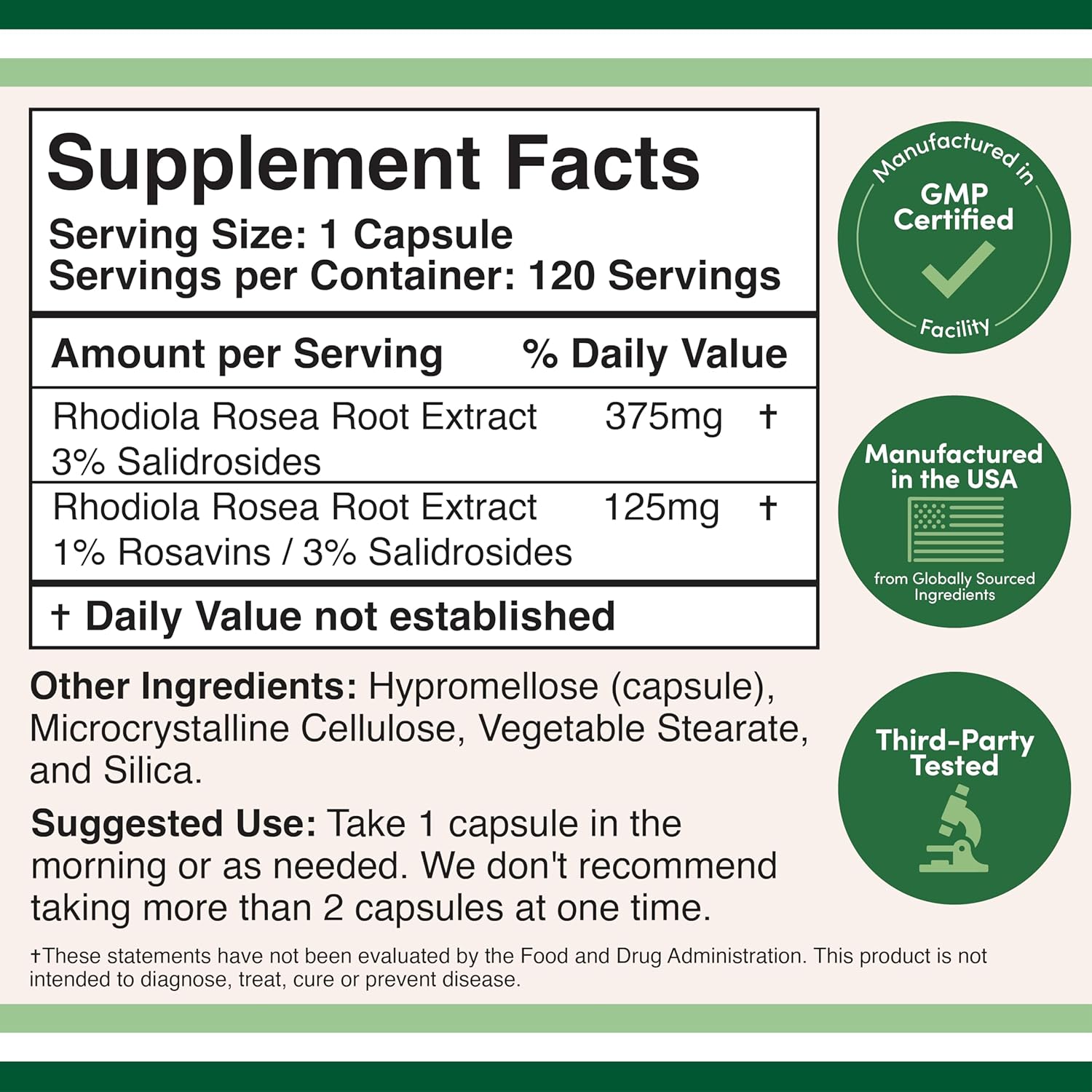 Double Wood Rhodiola Rosea Extract 500mg 120 Vegan Capsul - Galeri