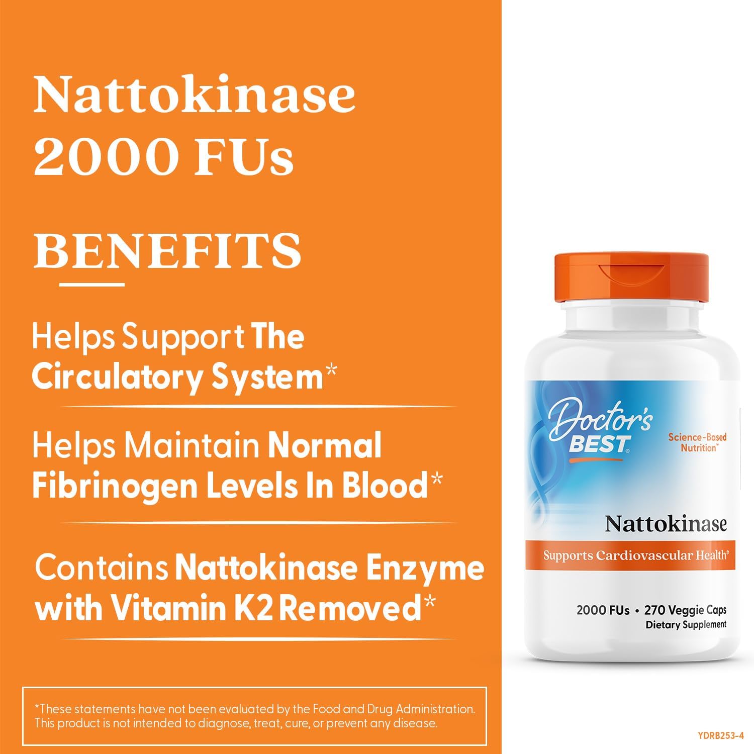 Doctor's Best Nattokinase Gut Health 2,000 FUs 270 Veggie Caps - Galeri
