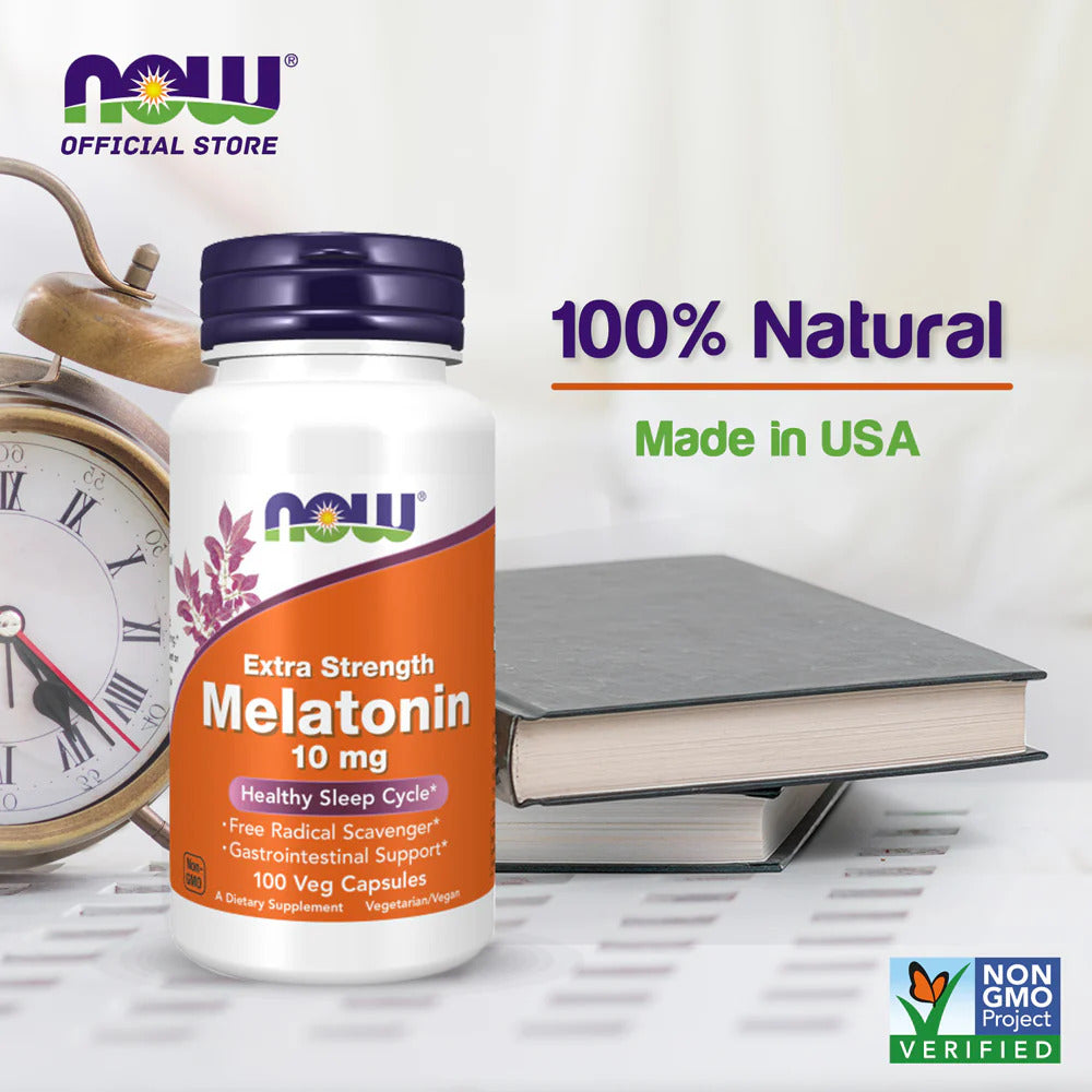 Now Foods Extra Melatonin 10 mg, 100 Veg Caps - Galeri