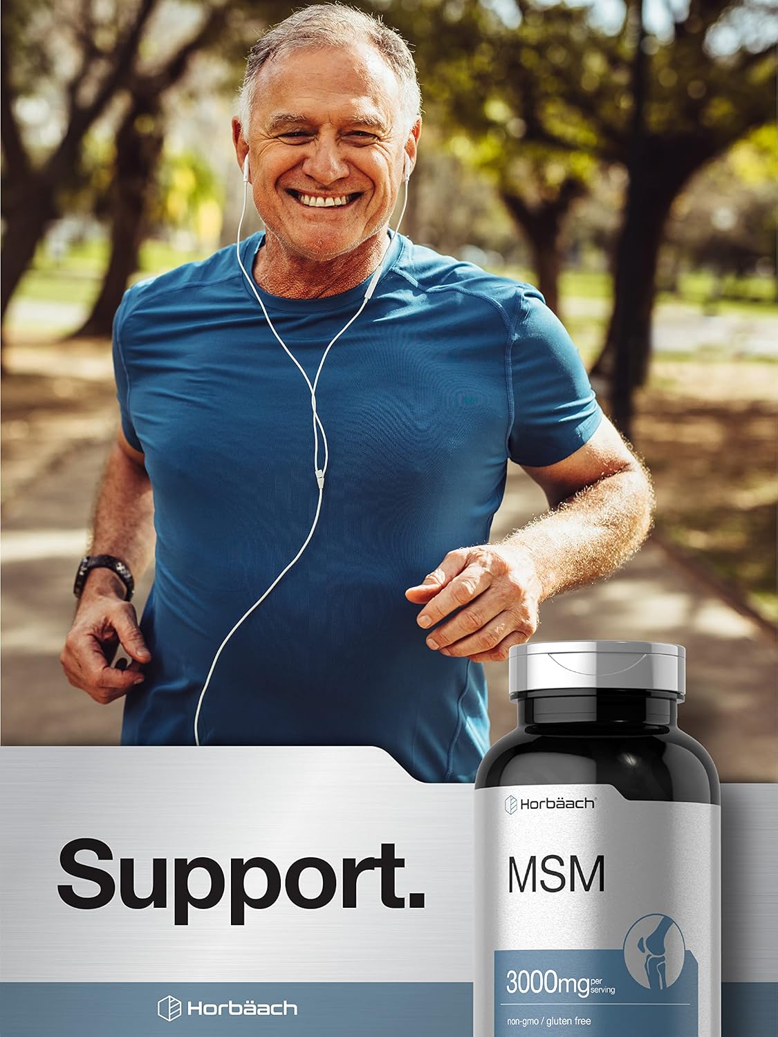 Horbäach MSM Methylsulfonylmethane with Calcium 3000mg 300 Coated Caplets - Galeri