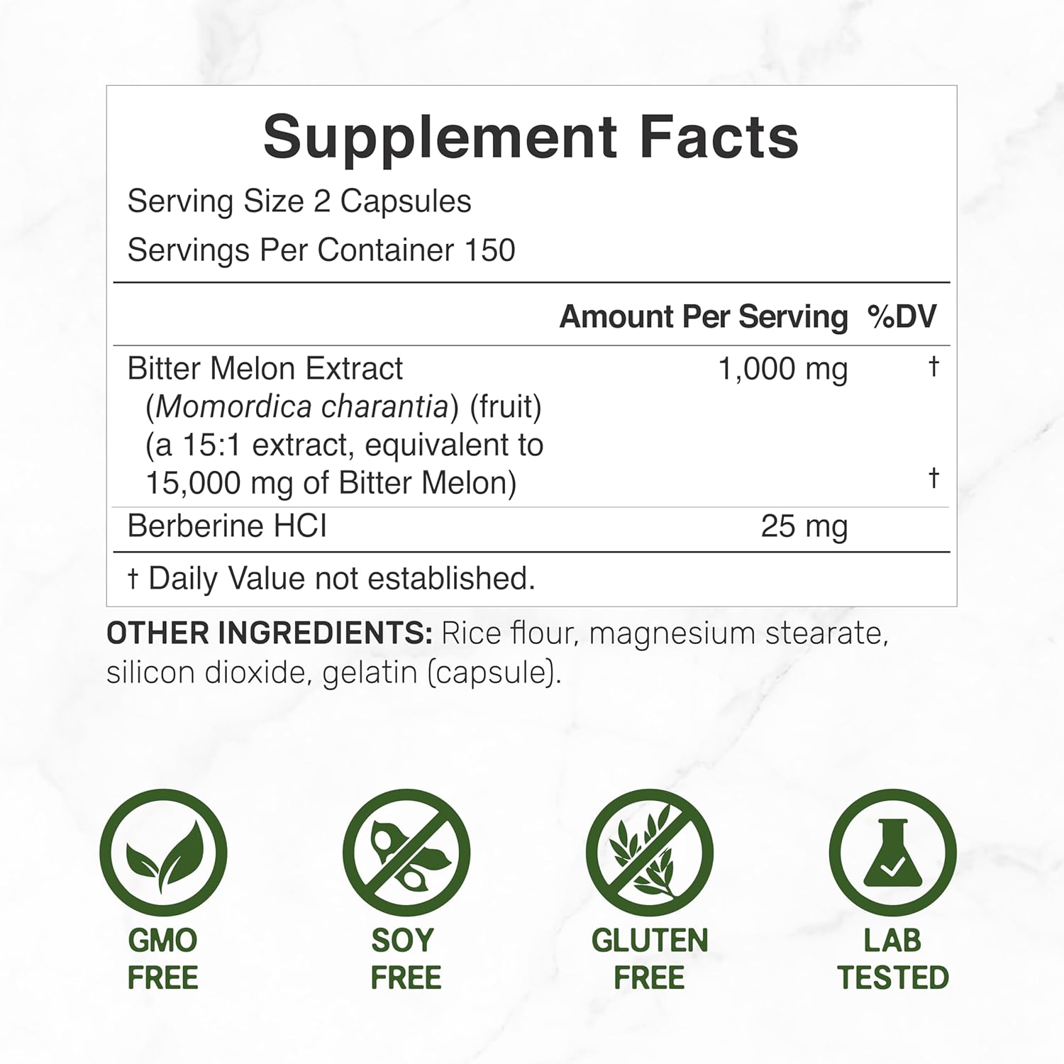 Deal Supplement Bitter Melon with Berberine Hcl 15,000mg Per Serving 300 Caps - Galeri
