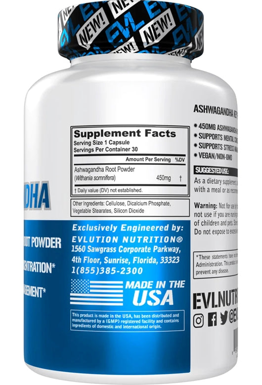 EVLution Nutrition Ashwagandha 450 mg 30 Veggie Capsules - Galeri