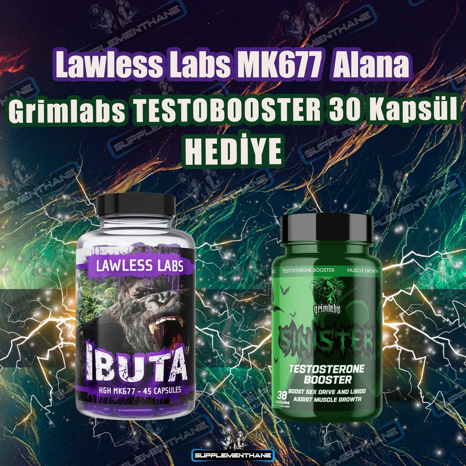 Lawless Labs Mk677 25Mg 45 Kapsül + Sinister Testo booster 30 kapsül Hediye