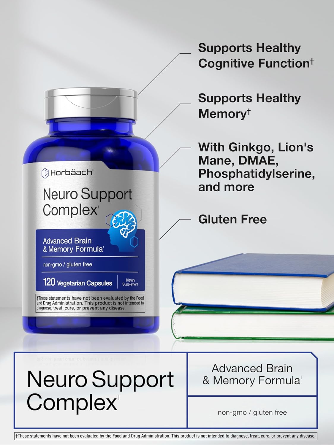 Horbäach Brain Neuro Choline Memory with Phosphatidylserine Dmae Bacopa Lions mane  120 Caps - Galeri