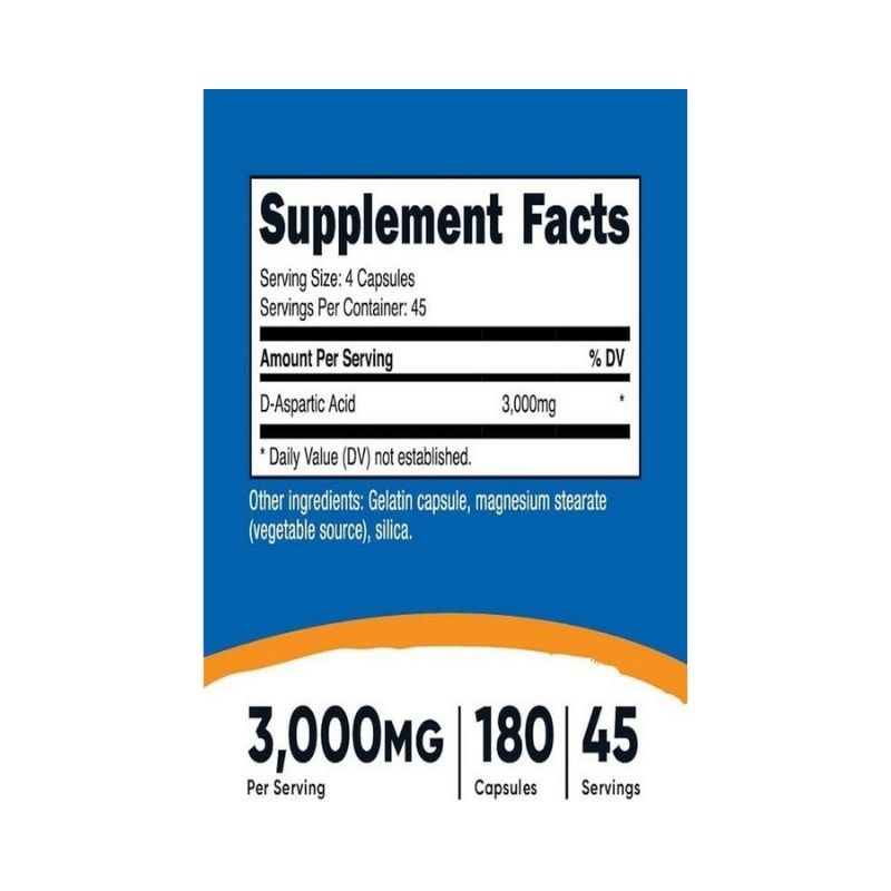 Nutricost DAA Aspartic Acid 3000 MG 180 Capsules - Galeri