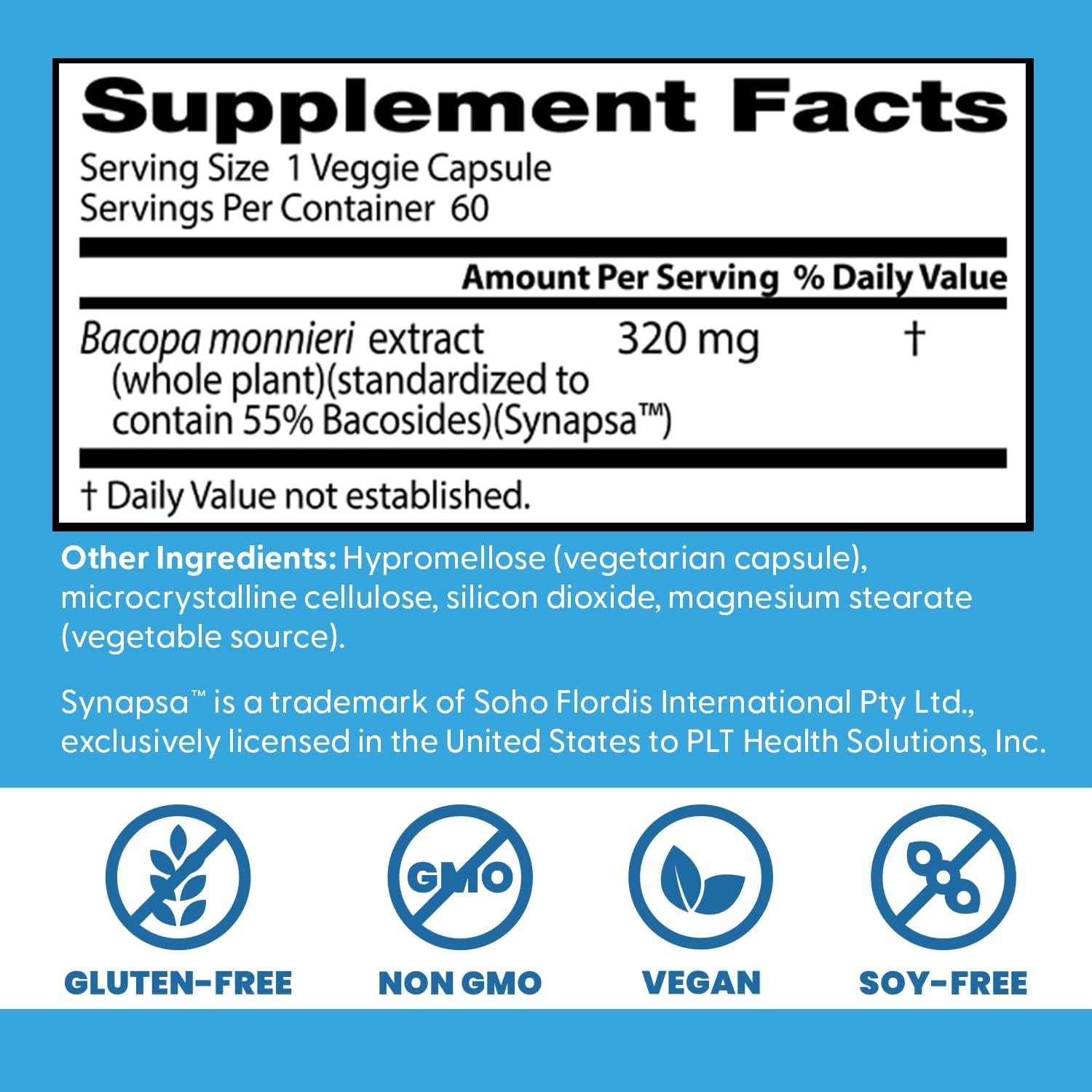 Doctors Best Bacopa with Synapsa Supports Cognitive memory 60 Veggie Caps - Galeri