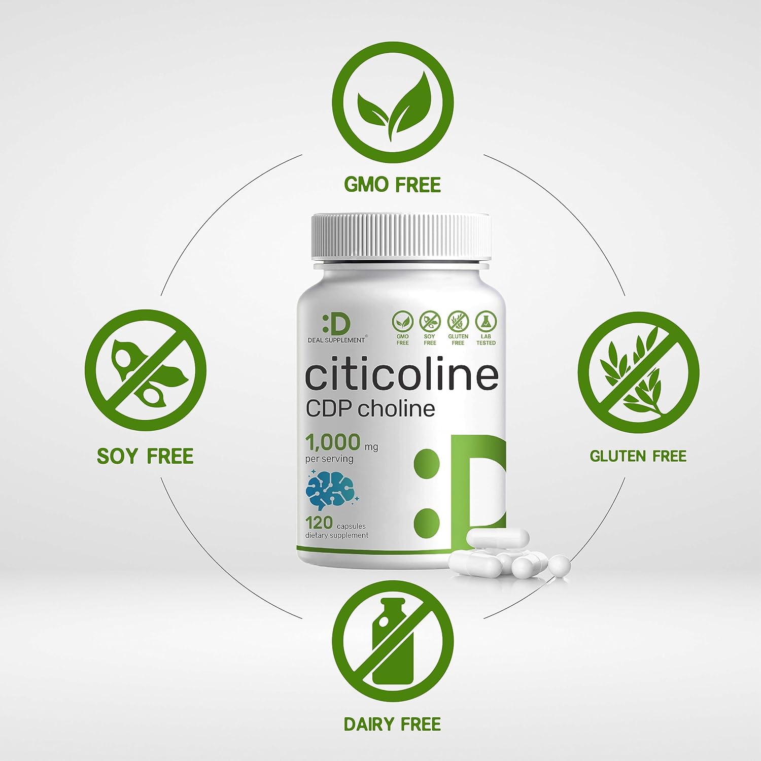 Deal Supplement Cognizin Citicoline Sitikolin CDP Choline 1000mg 120 Caps - Galeri
