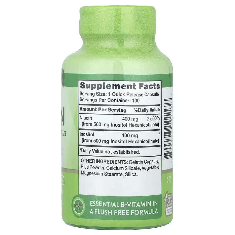 Nature's Truth Flush Free Niacin Vitamin B3 Inositol 500 mg 100 Quick Release Caps - Galeri