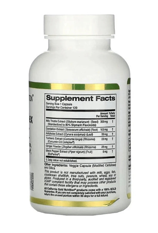 California Gold Nutrition, Silymarin Kompleksi, Süt Devedikeni Ekstraktı Artı Karahindiba, Enginar, Kurkumin C3 Kompleksi®, Zencefil ve BioPerine®, 120 Sebze Kapsülü - Galeri