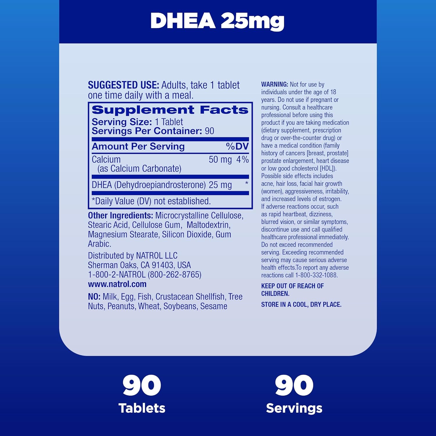 Natrol DHEA 25 mg + Calcium 90 Tablet - Galeri