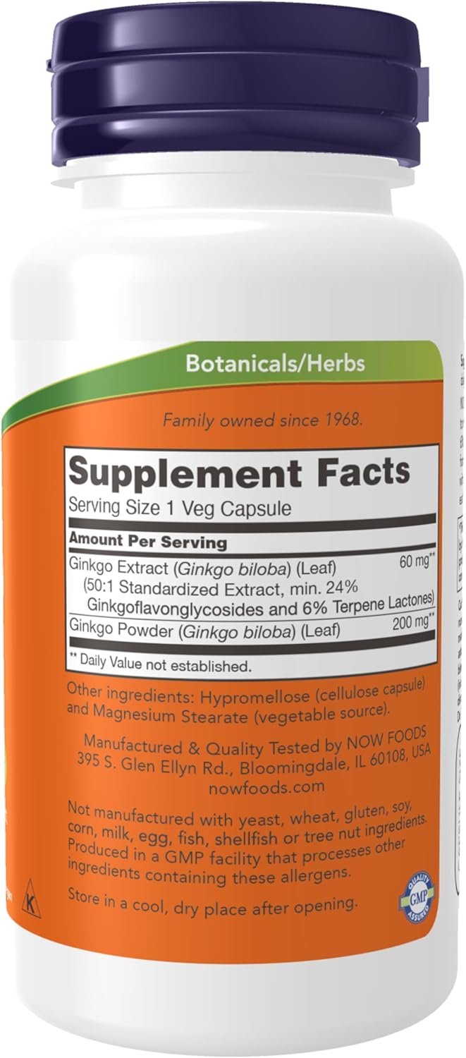NOW Foods  Ginkgo Biloba 60 mg, 60 Veg Caps - Galeri