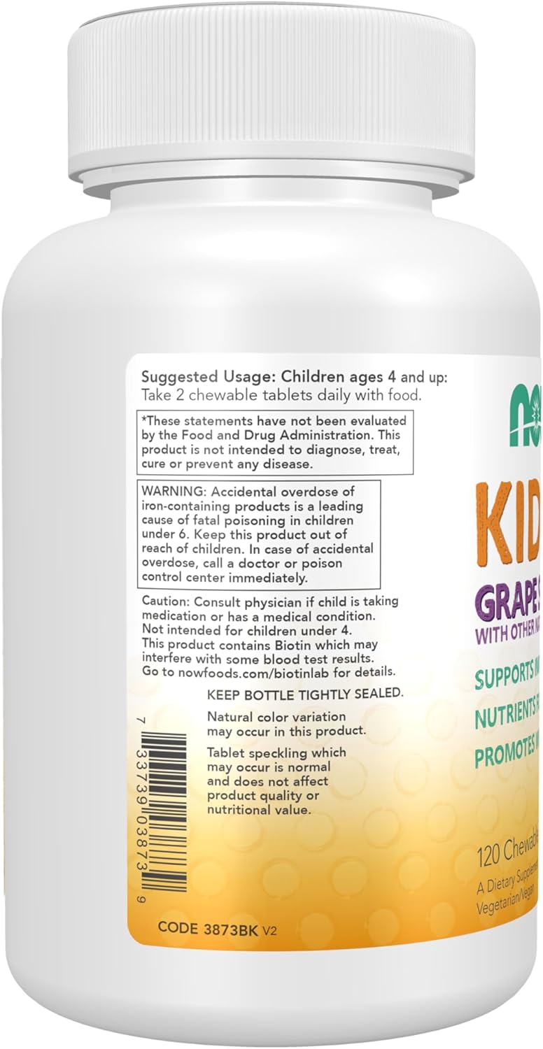 NOW Foods, Kid Vits Vitamin™, Grape Splash, 120 Çiğnenebilir Tablet (+4 Yaş Çocuk vitamini) - Galeri