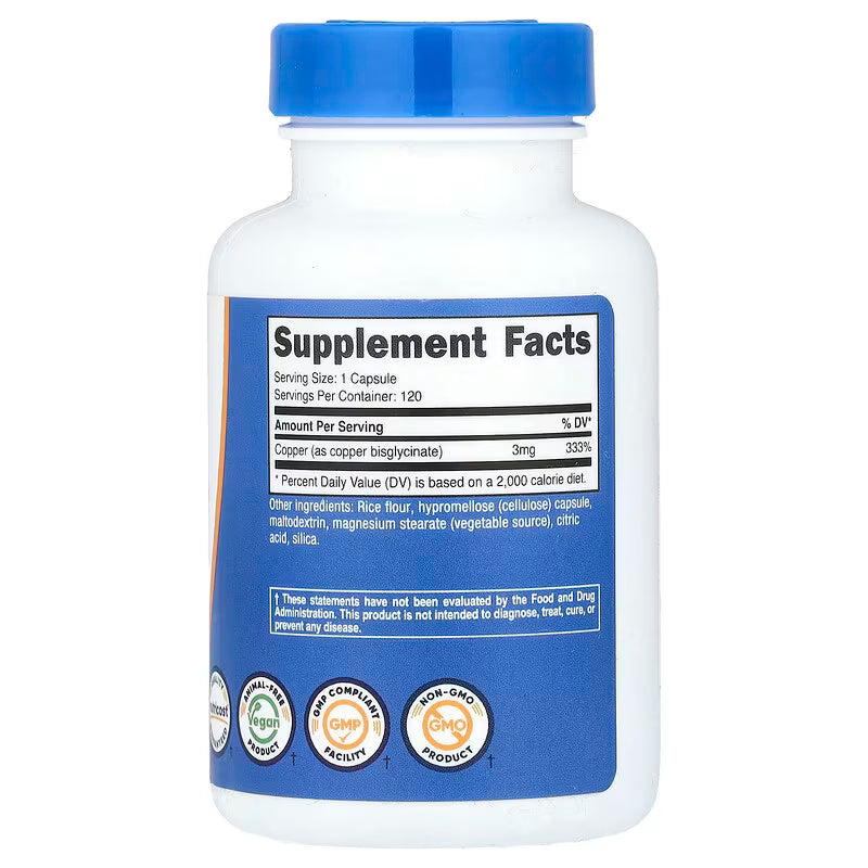 Nutricost Copper Glycinate Minerals 3 mg 120 Capsules - Galeri