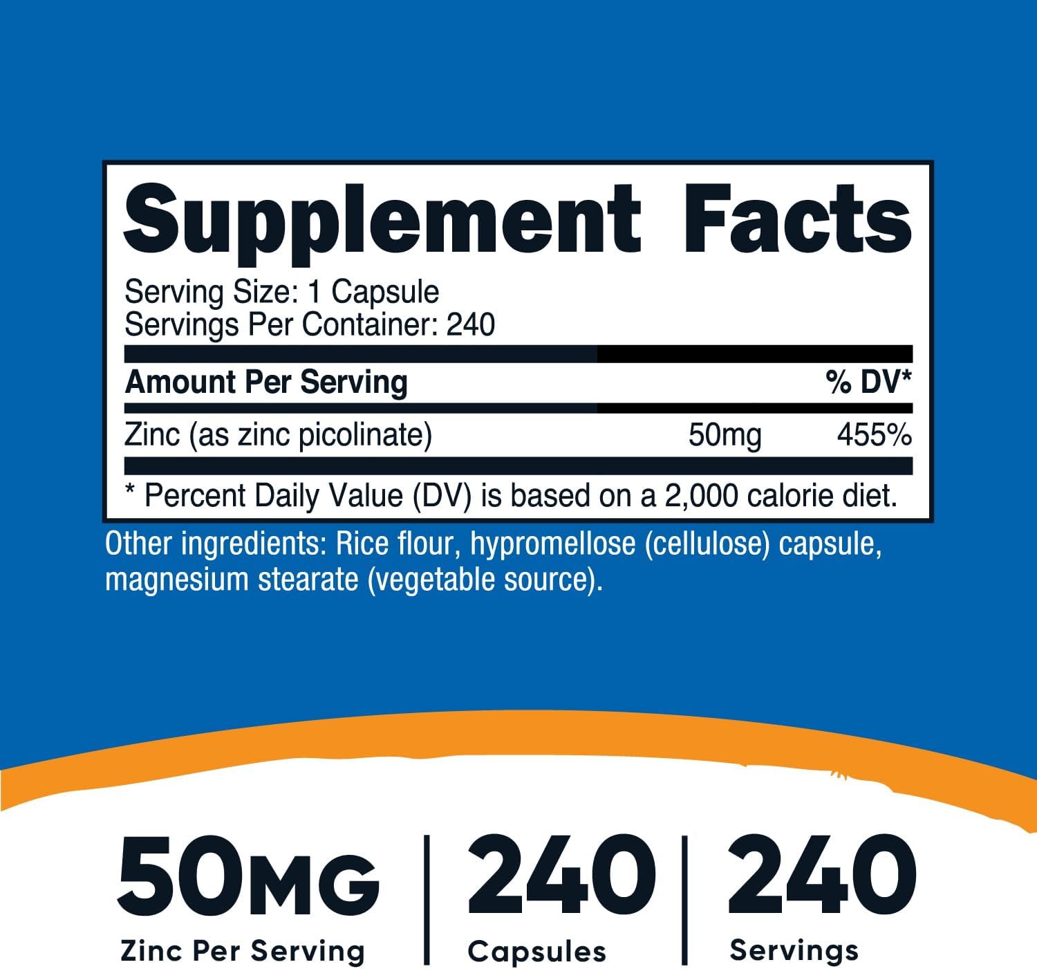 Nutricost Zinc Çinko Picolinate 50mg 240 Vegetarian Caps - Galeri