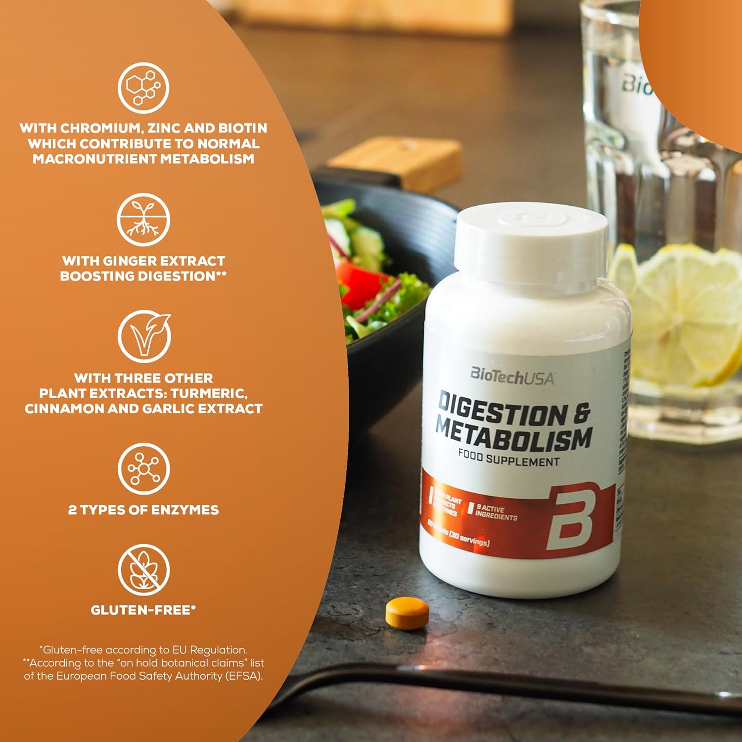 BioTechUSA Digestion & Metabolism Pills with Plant extracts enzymes Minerals and biotin 60 Tablet - Galeri