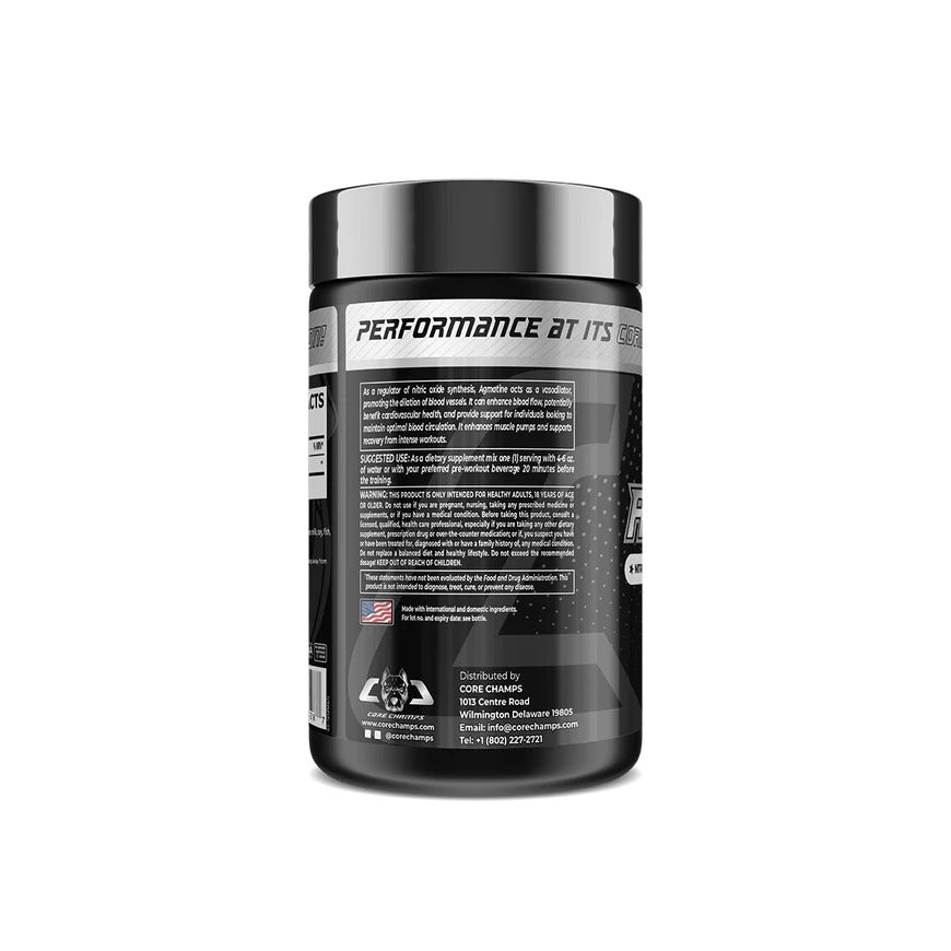 Core Champs Agmatine 750mg - Nitric Oxide Synthesis - ABD MENŞEİ FDA ONAYLI 75 Servis - Galeri