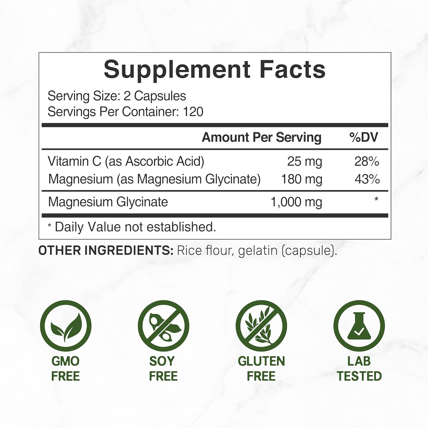 Deal Supplement Magnesium Magnezyum Glycinate 1,000mg Plus Vitamin C, 240 Capsules - Galeri