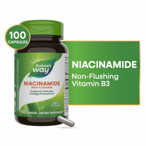Nature's Way Niacinamide(NİACİN) B3 Non-Rhine (NON-FLUSH) 500 mg 100 Capsules - Galeri