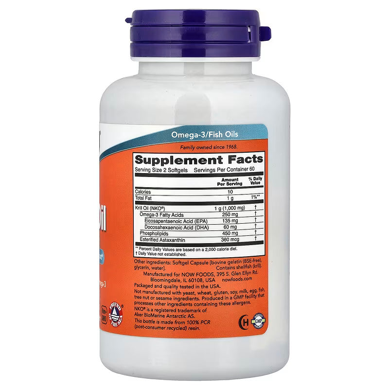 NOW Foods Krill Oil Omegas & Fish Oils EPA DHA 500 mg 120 Softgels - Galeri