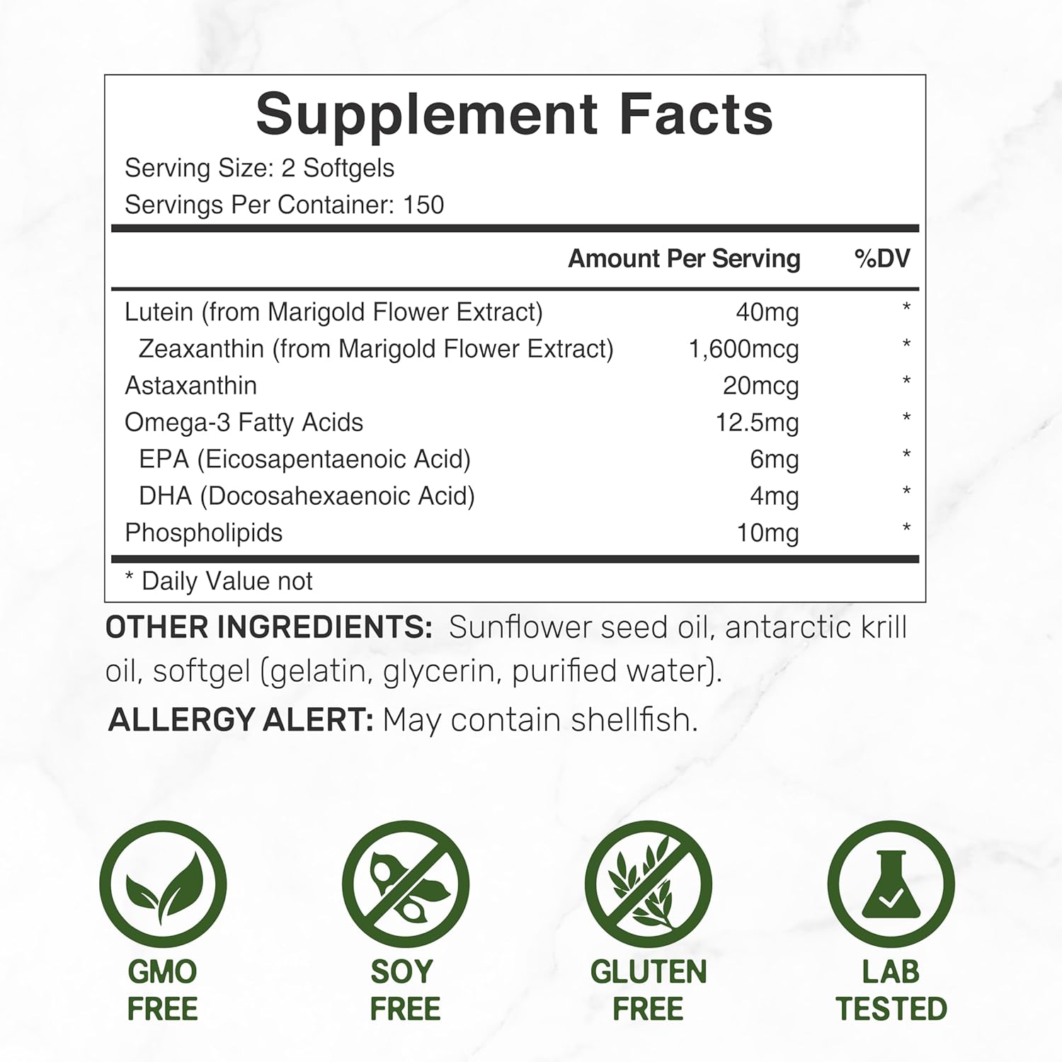 Deal Supplement Lutein and Zeaxanthin 40mg 300 Softgels - Galeri