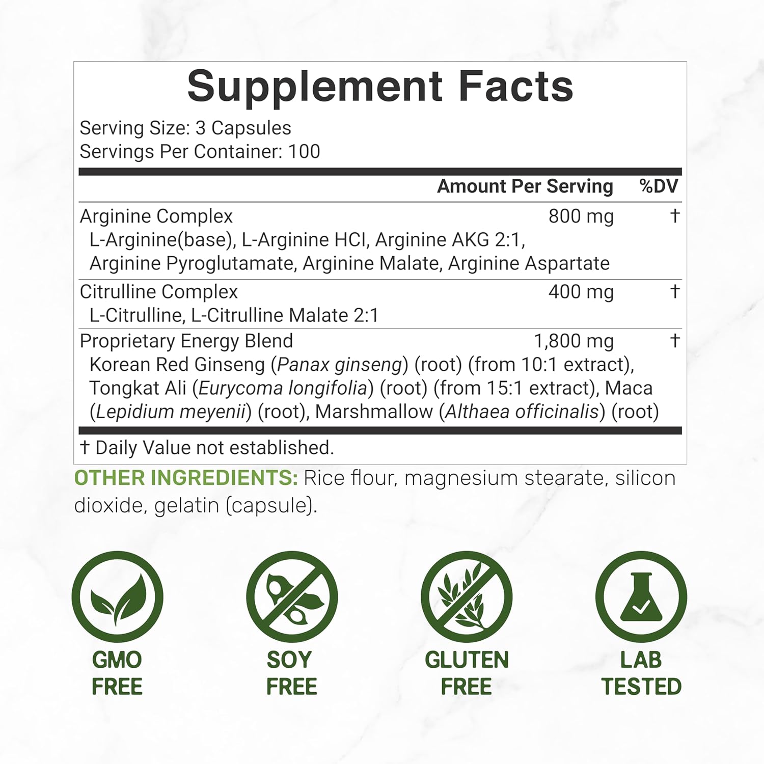 Deal Supplement Nitric Oxide Booster Arginine Akg & Citrulline Panax Complex Energy 3,000mg 300 Caps - Galeri